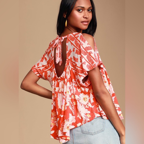 Free People Tops - Free People Floral Tie-Back with Cold Shoulder Top